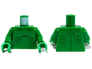 Torso Alien with Skeletal Spine and Ribs Pattern / Green Arms / Green Hands