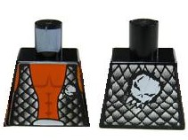 Torso Alien with Orange Skin and Black Open Vest with Alien Head on Front and Back Pattern