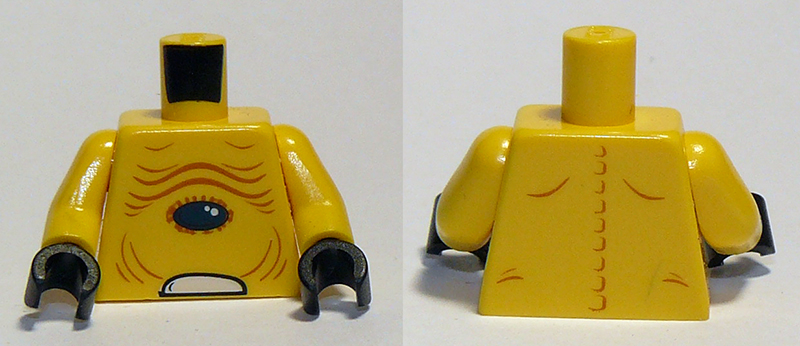 Torso Alien Bare Chest with Skin Folds and Dark Blue Oval Pattern / Yellow Arms / Black Hands