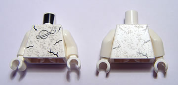 Torso with Classic Space Logo, Marbling and Black Cracks Pattern / White Arms / White Hands