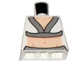 Torso Female Crop Top with Silver Hems, Light Nougat Neck and Midriff with Nougat Navel Pattern