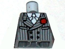 Torso Indiana Jones Pinstripe Suit Jacket, Tie, Red Flower in Lapel Pattern