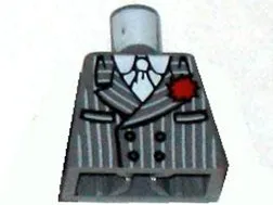 Torso Indiana Jones Pinstripe Suit Jacket, Tie, Red Flower in Lapel Pattern