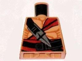 Torso Indiana Jones Bare Chest with Muscles, Red Sash and Ceremonial Knife Pattern