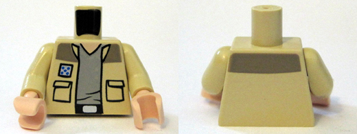 Torso SW Shirt Open with Pockets and Gray T-Shirt Pattern (Captain Antilles) / Tan Arms / Light Nougat Hands