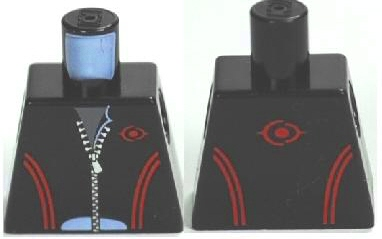 Torso Leather Jacket with Zipper, Red Lines and Logo Pattern