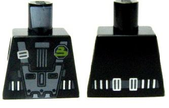 Torso Space Light Bluish Gray Harness, Dark Bluish Gray Belt, Silver Buckles, Pin with Stylized Lime Capital Letter B (Blacktron II Logo) Pattern