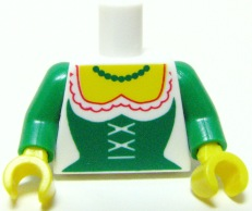 Torso Castle Forestman Green Corset and Necklace Pattern, Inside with Ribs (Reissue) / Green Arms / Yellow Hands