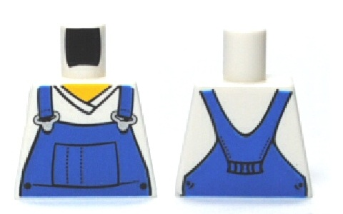 Torso V-Neck Shirt with Blue Overalls - Printed Back Pattern