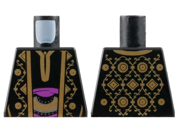 Torso Arabian Robe with Gold Trim at Neck, Gold Pattern Front and Back