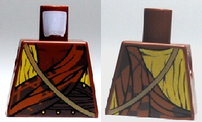 Torso Yellow and Dark Orange Draped Top with Gold Strap over Shoulder Pattern