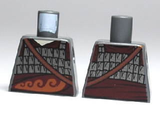 Torso Silver Scale Mail, Sash with Swirly Pattern, Strap Over Shoulder