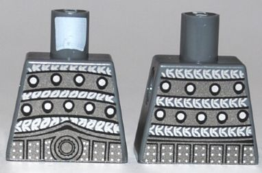 Torso Silver and Gold Armor on Front and Back, Wide Belt with Round Buckle Pattern