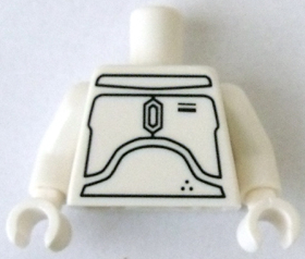 Torso SW Mandalorian Armor Plates Pattern (White Boba Fett Concept Design) / White Arms / White Hands