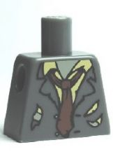 Torso Ripped Suit Jacket, Tan Shirt and Reddish Brown Tie Pattern