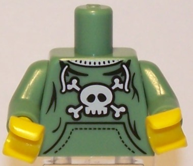Torso Pockets and Skull and Crossbones Pattern / Sand Green Arms / Yellow Hands