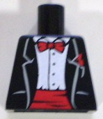 Torso Jacket Formal with White Shirt and Red Bow Tie and Cummerbund Pattern