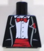 Torso Jacket Formal with White Shirt and Red Bow Tie and Cummerbund Pattern