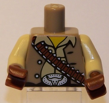 Torso Cowboy, Dark Tan Vest, Tan Shirt, Bandolier and Silver Buckle Pattern / Tan Arms / Reddish Brown Hands