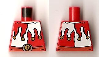 Torso Jester Costume with White Panels and Gold Bells, Dark Orange Belt with Silver Buckle with Lion Head Pattern