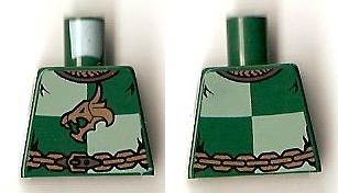 Torso Castle Kingdoms Gold Dragon Head and Chain Belt on Sand Green and Dark Green Quarters Pattern