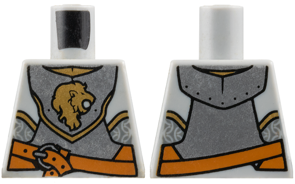 Torso Castle Kingdoms Armor Breastplate with Gold Lion Head, Belt Front and Back Pattern