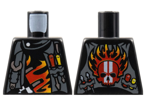 Torso World Racers - Vest and Tools on Front, Skull and Flames on Back Pattern