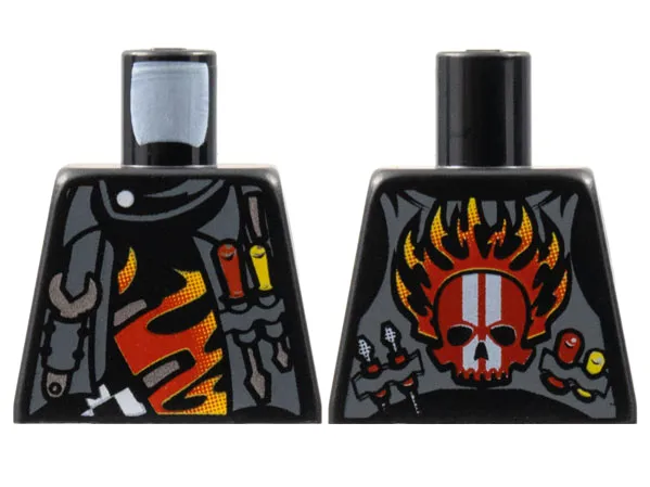 Torso World Racers - Vest and Tools on Front, Skull and Flames on Back Pattern