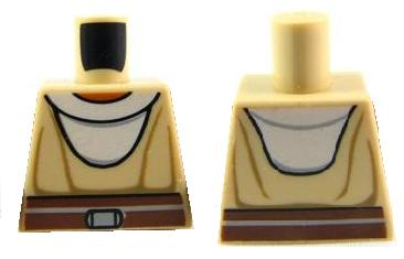 Torso SW Jedi Robe, White Undershirt & Reddish Brown Belt Pattern (Nahdar Vebb)