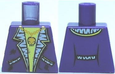 Torso Jacket with Pockets and Gold Necklace with Skull Pendant Pattern