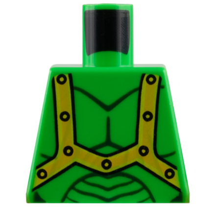 Torso Alien Dark Green Muscles Outline, Bright Light Orange and Yellow Harness Straps Pattern