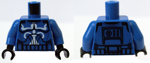 Torso SW Armor Clone Trooper with White Senate Commando Captain Markings Pattern / Blue Arms / Black Hands