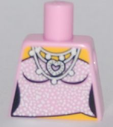 Torso Female Strapless Top with Silver Sparkles, Heart Necklace Pattern