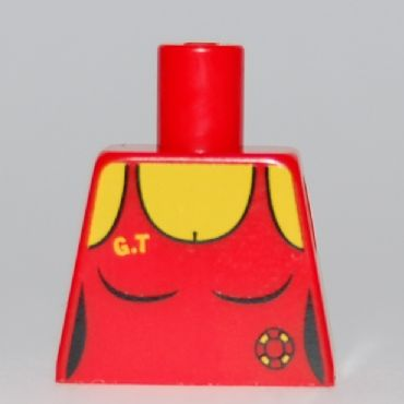 Torso Female Swimsuit with Lifeguard Ring and Yellow 'G.T' Pattern