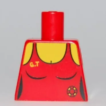 Torso Female Swimsuit with Lifeguard Ring and Yellow 'G.T' Pattern