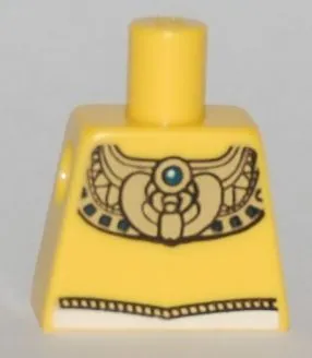 Torso Ancient Egyptian Gold Collar with Blue Jewel and White Belt Pattern