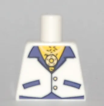 Torso Vest with Dark Purple Pockets and Lapels and Gold Buttons, Necklace with Medallion, Yellow Hairy Chest Pattern