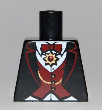 Torso Suit with Dark Red Vest and Bow Tie, Gold Chain and Medallion Pattern (Vampire)