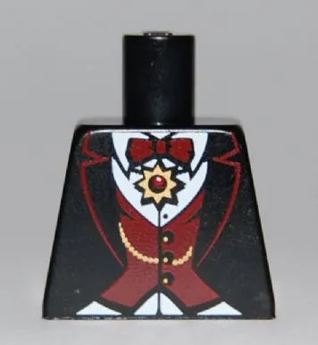 Torso Suit with Dark Red Vest and Bow Tie, Gold Chain and Medallion Pattern (Vampire)
