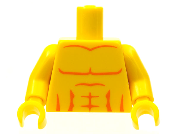 Torso Bare Chest with Muscles Outline Pattern / Yellow Arms / Yellow Hands