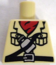 Torso Safari Shirt with Red Scarf, Belt and Water Bottle Pattern