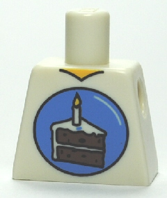 Torso V-Neck with Birthday Cake Slice in Blue Circle Pattern