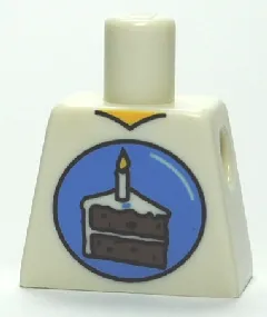 Torso V-Neck with Birthday Cake Slice in Blue Circle Pattern