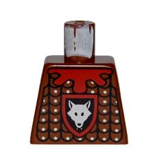 Torso Castle Knights Kingdom Wolf Head, Studded Armor, Red Collar Pattern