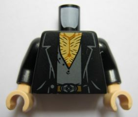 Torso Open Jacket over Open Shirt, Hairy Chest Pattern / Black Arms / Light Nougat Hands