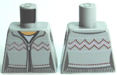 Torso Female Knit Fair Isle Sweater with Zigzag Stiching, Zipper, Light Nougat Neck Pattern