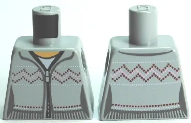 Torso Female Knit Fair Isle Sweater with Zigzag Stitching, Zipper, Light Nougat Neck Pattern