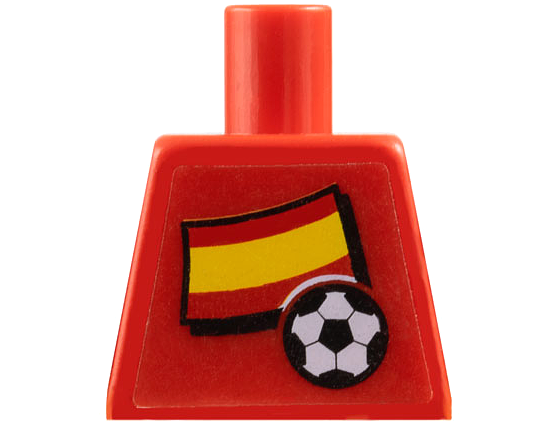 Torso Soccer Red/White Team, Spanish Flag Sticker Front, Black Number Sticker Back Pattern (specify number in listing)