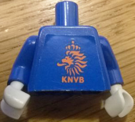 Torso Soccer Dutch Goalie, KNVB Logo Sticker Front, White Number Sticker Back Pattern (specify number in listing) / Blue Arms / White Hands