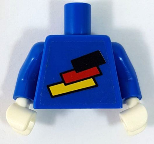 Torso Soccer German Goalie, German Flag Sticker Front, White Number Sticker Back Pattern (specify number in listing) / Blue Arms / White Hands